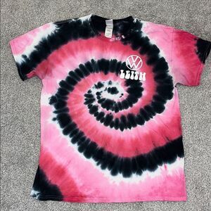 Pink & Black Leith VW Kombi Volkswagen hippie Tie Dye Peace Love ❤️Tee T shirt L